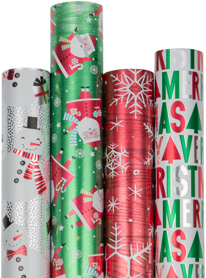 Red HoHoHo Santa Christmas Wrapping Paper Set (100 Sq Ft) - 4 Rolls