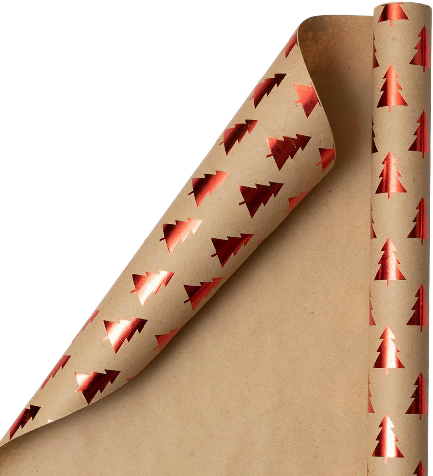 Kraft Red Christmas Trees Wrapping Paper (25 Sq Ft)