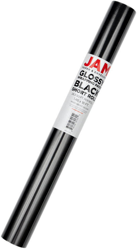 Black Glossy Wrapping Paper - Short Mini Roll (26.3 Sq Ft)