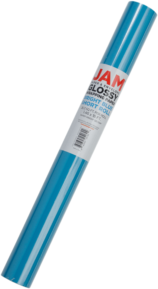 Bright Blue Glossy Wrapping Paper - Short Mini Roll (26.3 Sq Ft)