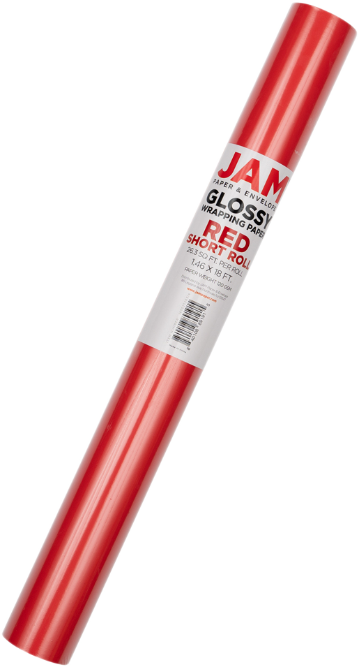 Red Glossy Wrapping Paper - Short Mini Roll (26.3 Sq Ft)