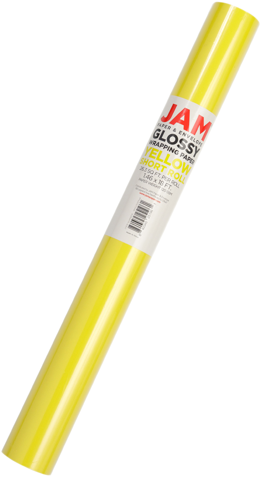 Yellow Glossy Wrapping Paper - Short Mini Roll (26.3 Sq Ft)