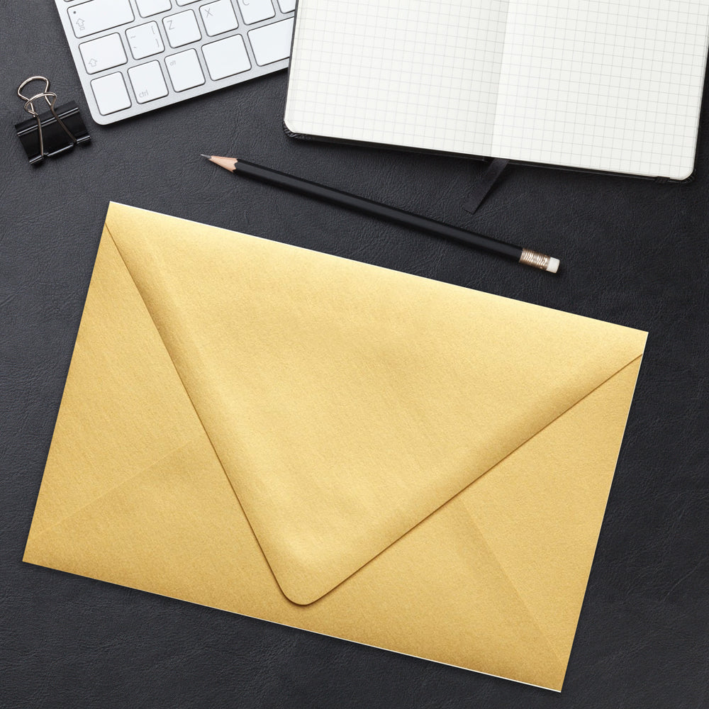 Gold Metallic 32lb 6 x 9 Booklet Contour Flap Envelopes