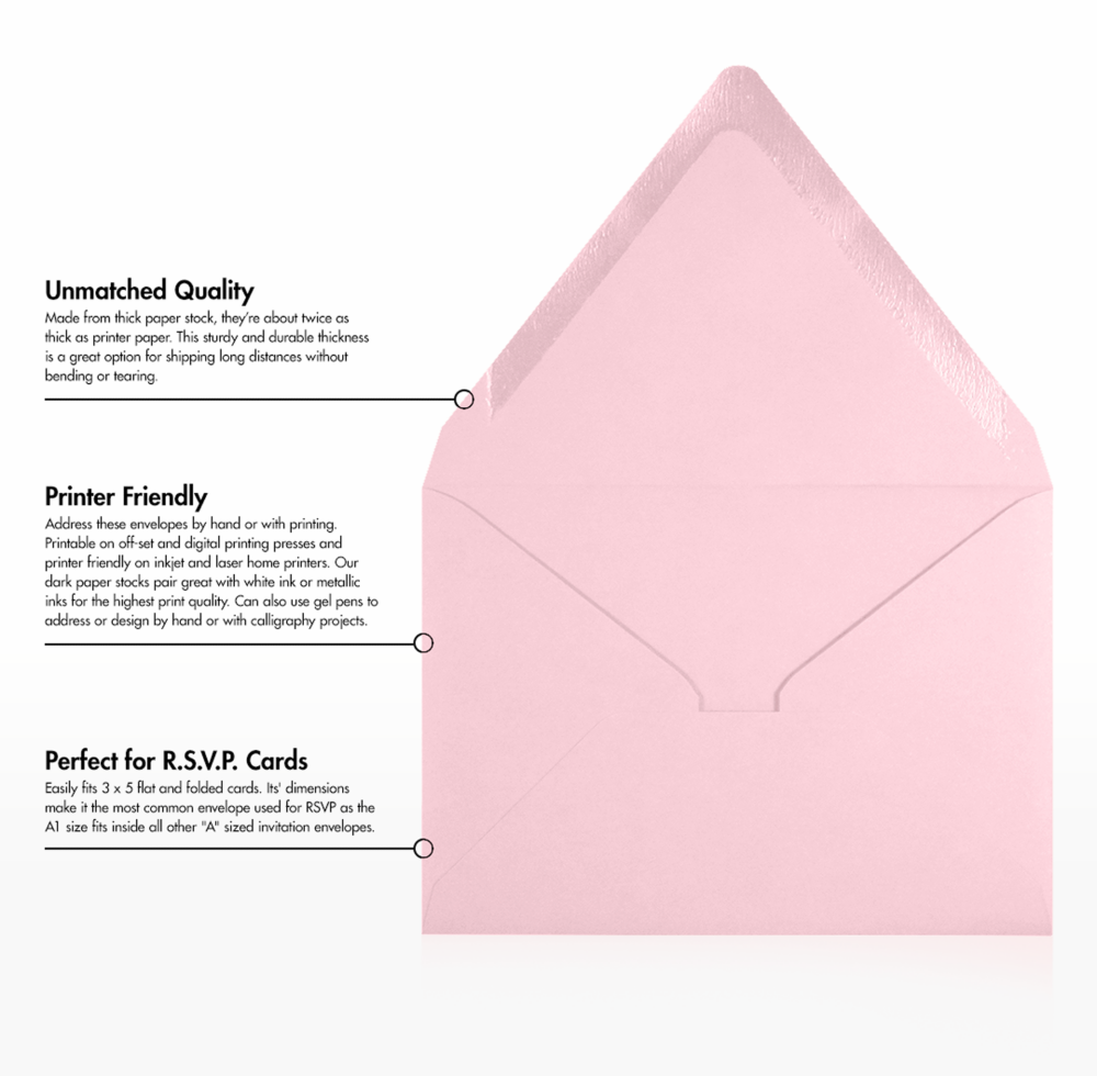 Baby Candy Pink 32lb A1 Contour Flap Envelopes (3 5/8 x 5 1/8)