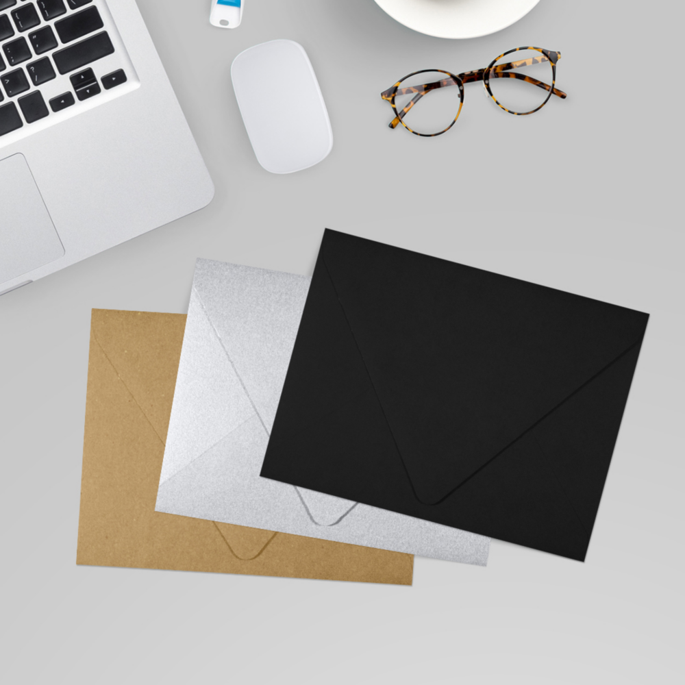 Smooth Midnight Black 32lb A2 Contour Flap Envelopes (4 3/8 x 5 3/4