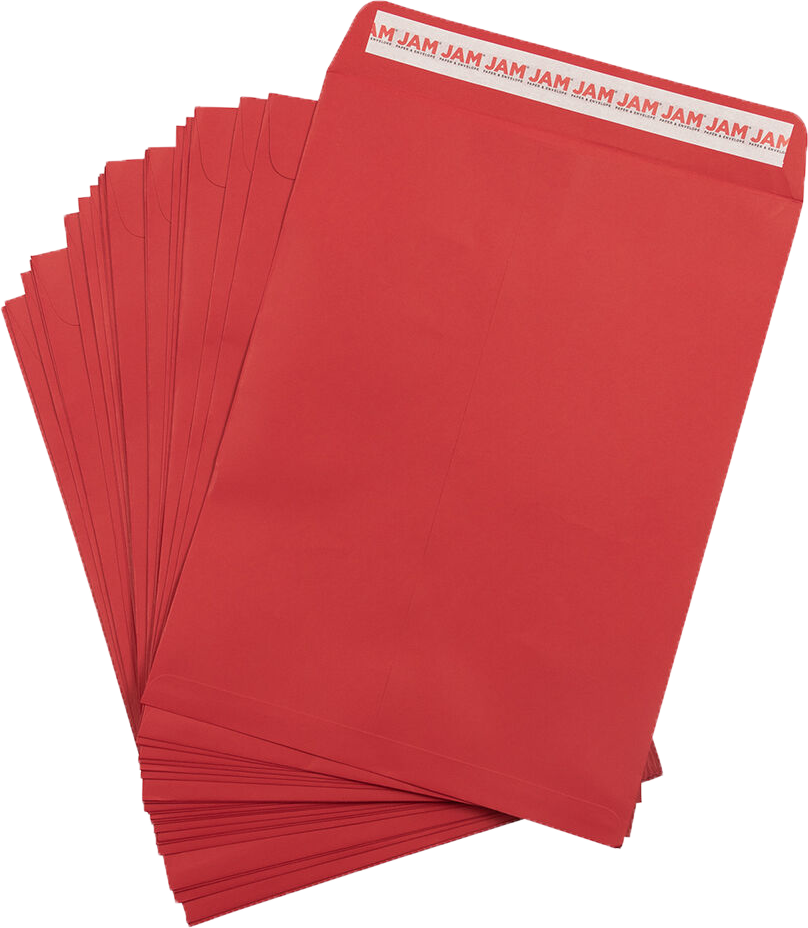 Red 32lb 9 x 12 Open End Envelopes with Peel & Seal