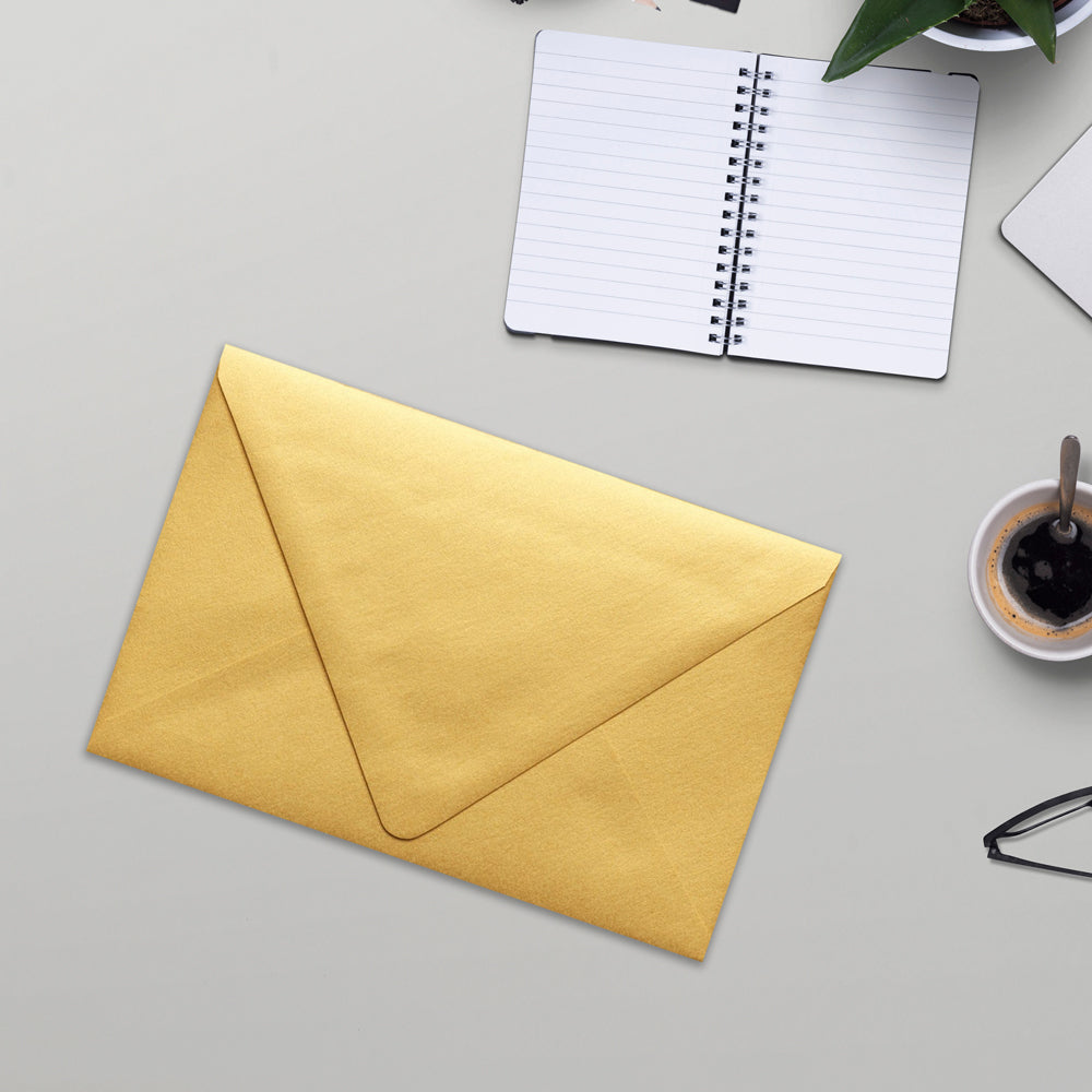 Gold Metallic 32lb A9 Contour Flap Envelopes (5 3/4 x 8 3/4)