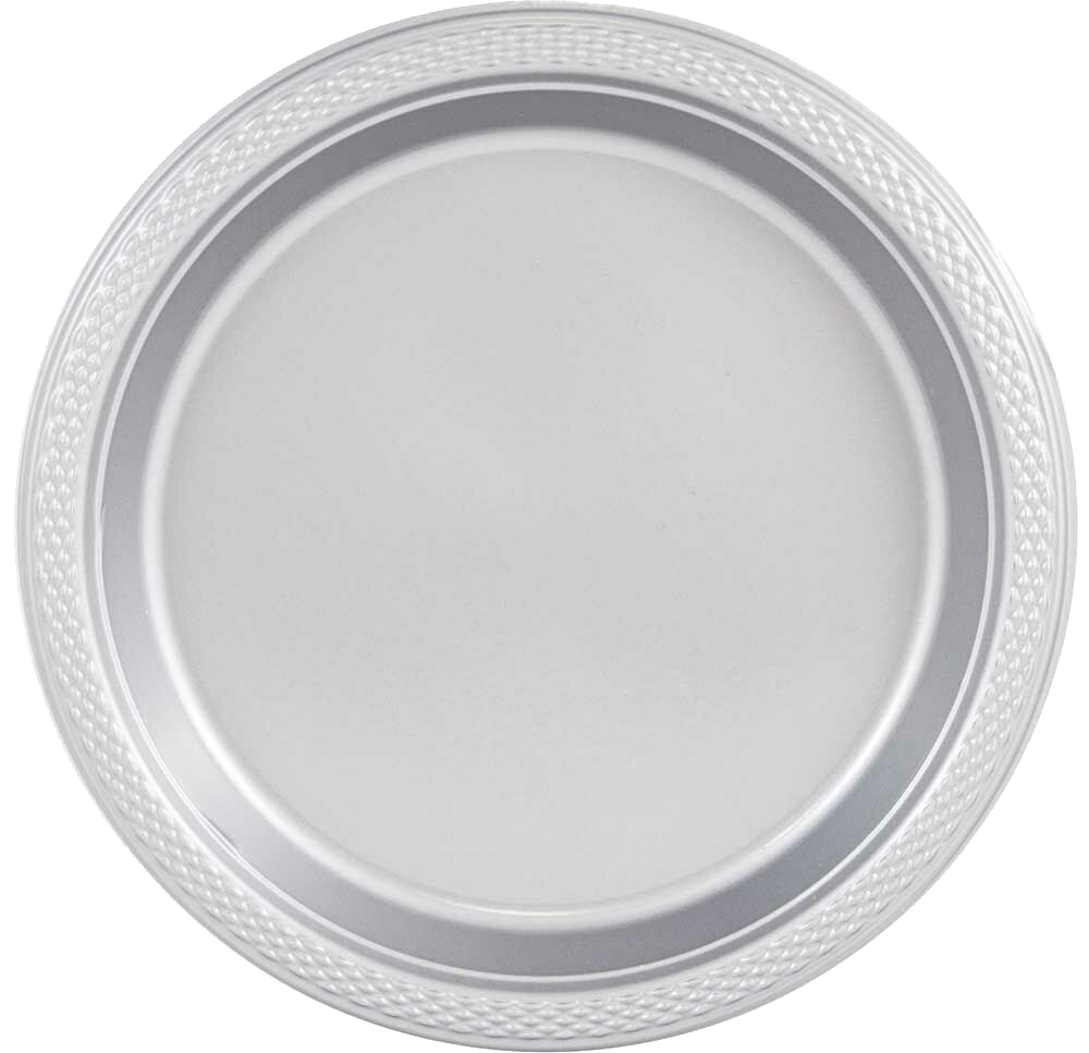 Silver Medium Plastic Plates (9 Inch) - 20 Pack