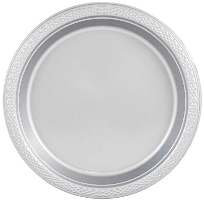 Blue and Silver Party Tableware Kit (Small and Medium Plastic Plates, Lunch and Beverage Napkins, Plastic Cups, and Plastic Tablecovers) - 160 Pack