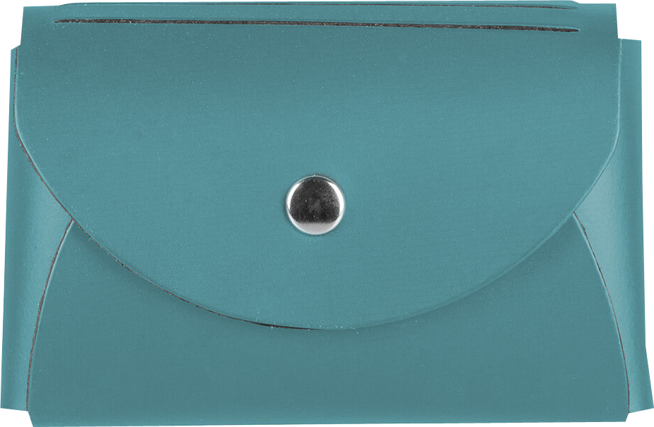 Teal Leather Business Card Case with Round Flap - 20 Card Capacity