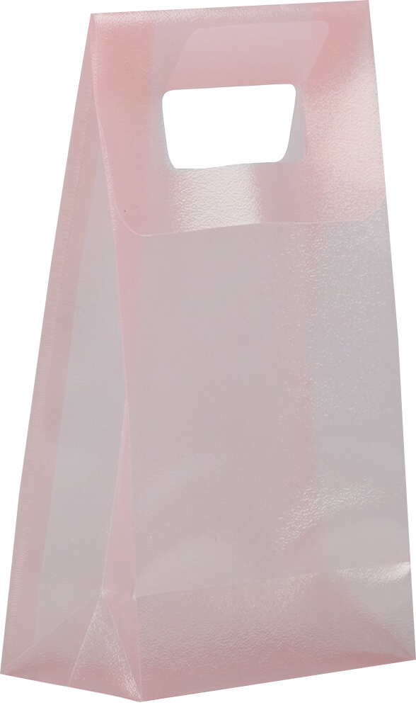 Pink Frosted Medium Plastic Lunch Bags (4 3/4 x 8 1/4 x 2 1/2)