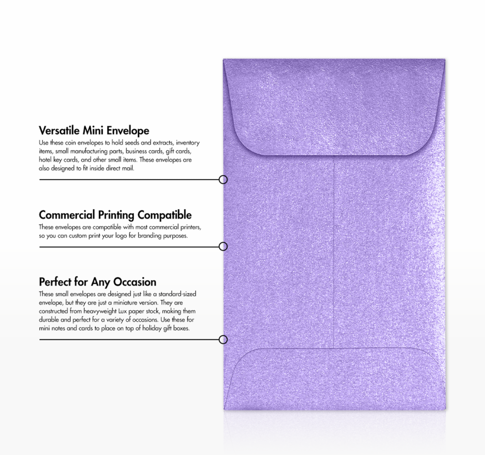 Amethyst Purple Metallic 32lb #1 Coin Envelopes (2 1/4 x 3 1/2)