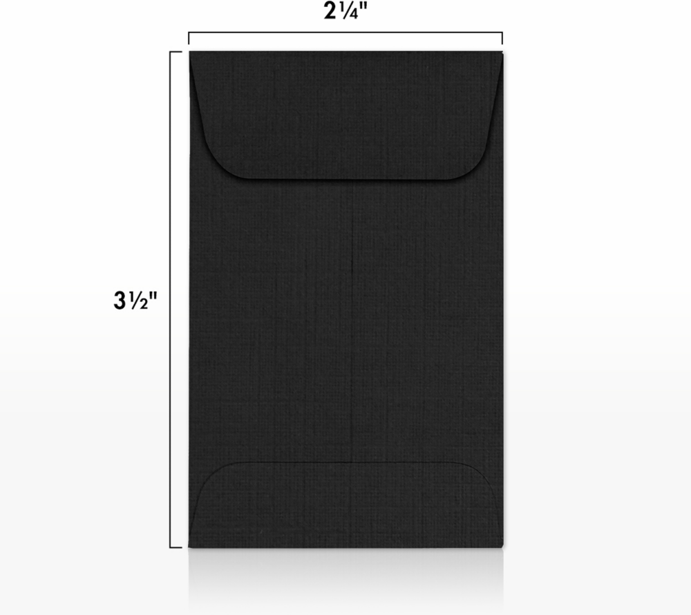 Black Linen 32lb #1 Coin Envelopes (2 1/4 x 3 1/2)