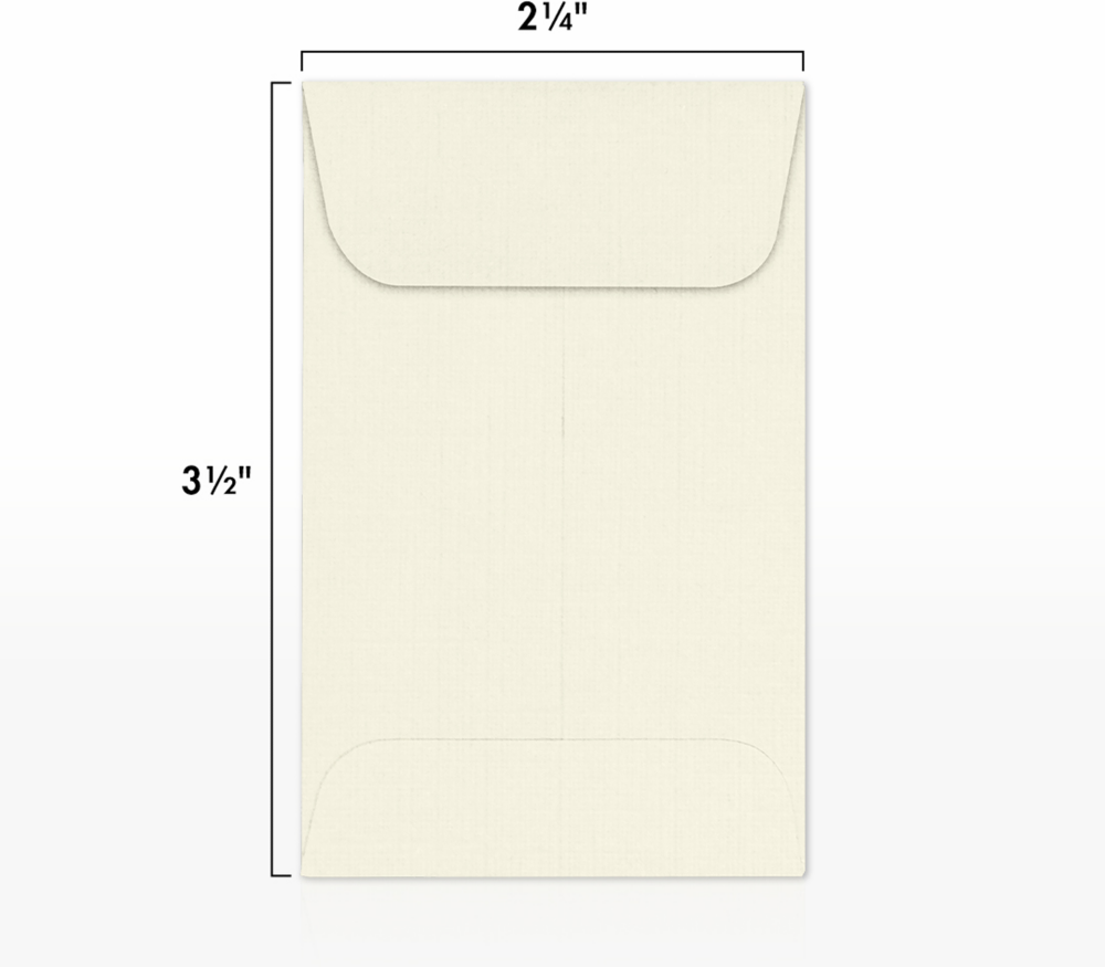 Natural Linen 32lb #1 Coin Envelopes (2 1/4 x 3 1/2)
