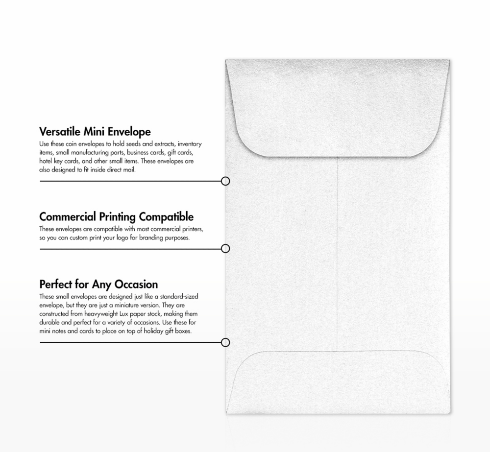 Crystal White Metallic 32lb #1 Coin Envelopes (2 1/4 x 3 1/2)