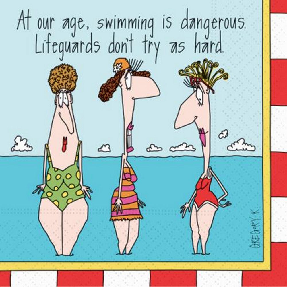 Swimming Is Dangerous 5 x 5 Novelty Holiday Cocktail Napkins - 20 Pack