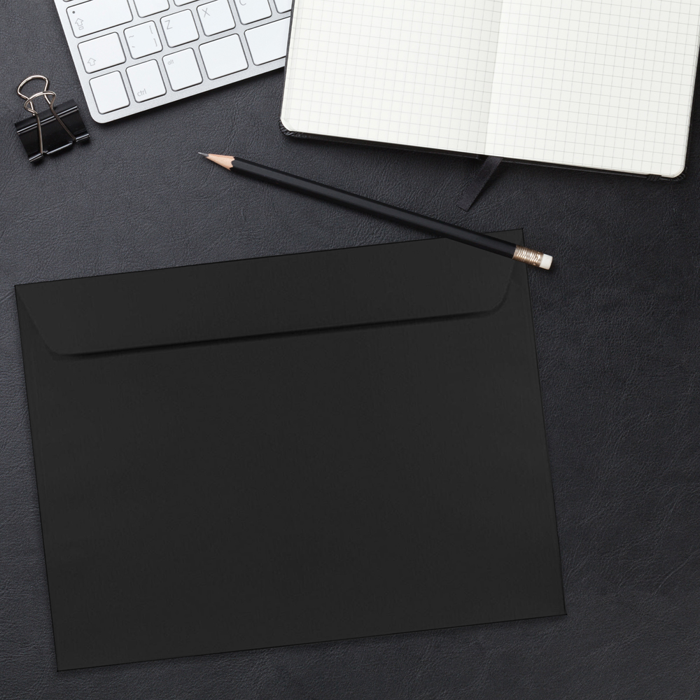 Smooth Midnight Black 32lb 9 x 12 Booklet Envelopes