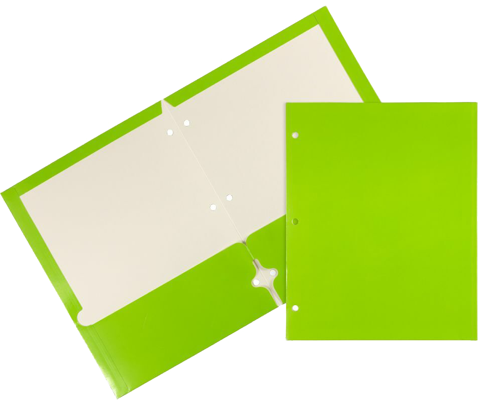 Glossy Lime Green 9 x 12 3 Hole Punch Folders