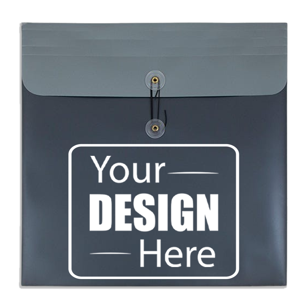 Charcoal Gray Metallic 13 x 13 Square Plastic Envelopes with Button & String