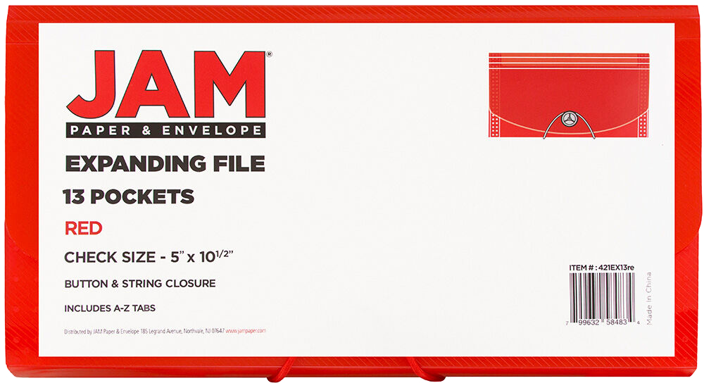Red Check Size 13 Pocket Expanding Files (5 x 10 1/2)