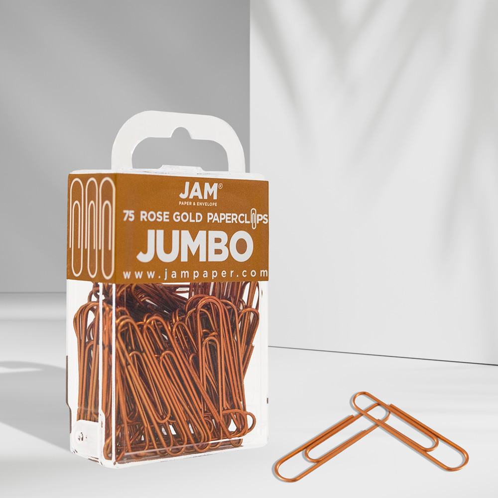 Rose Gold Jumbo Paper Clips - 75 Pack
