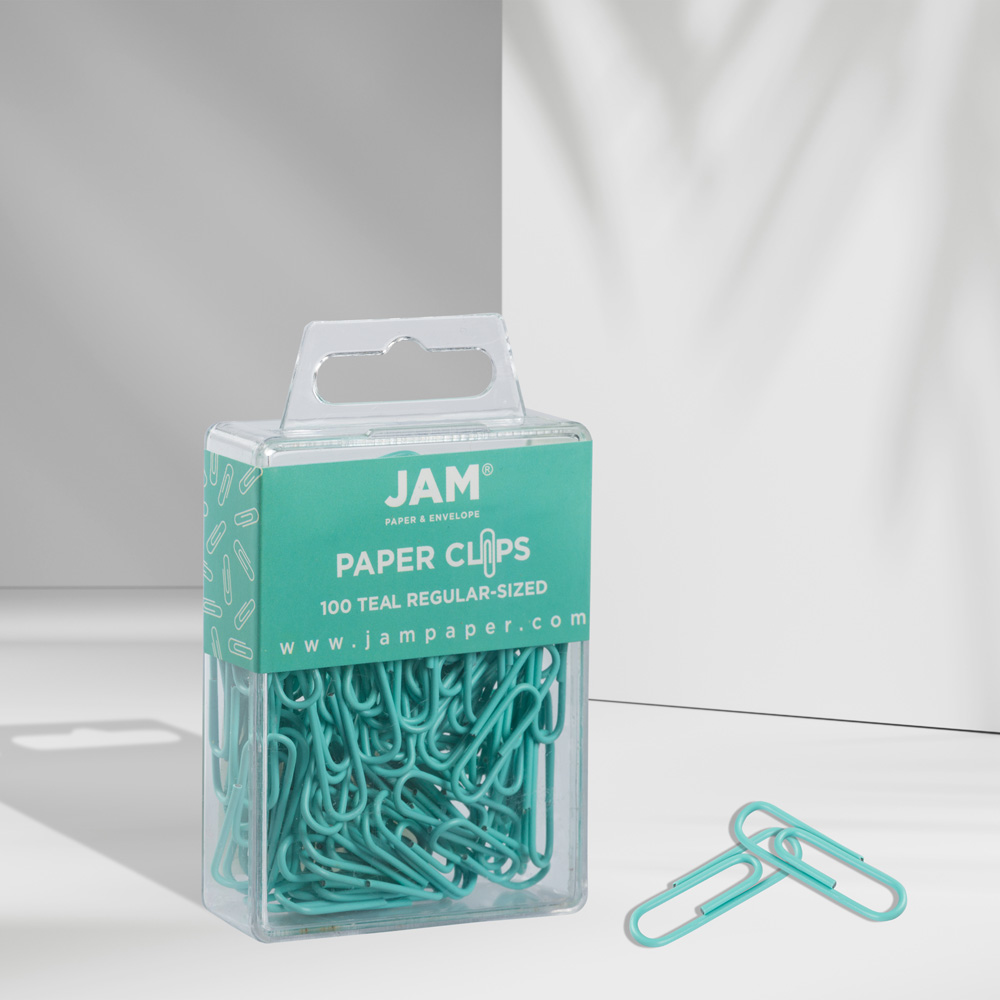 Teal Standard Paper Clips - 100 Pack