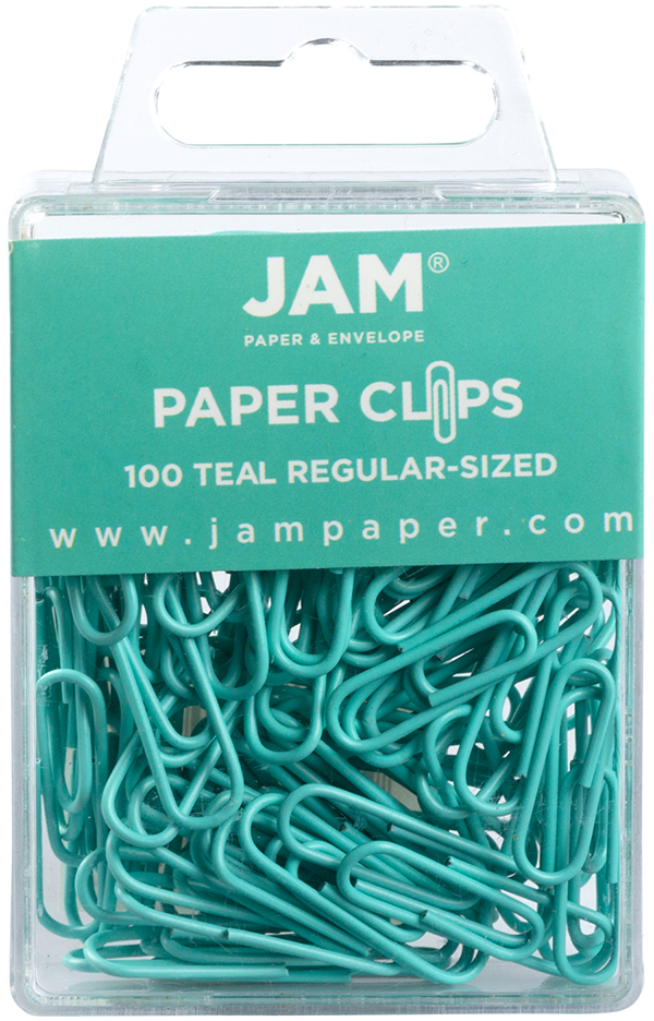 Teal Standard Paper Clips - 100 Pack