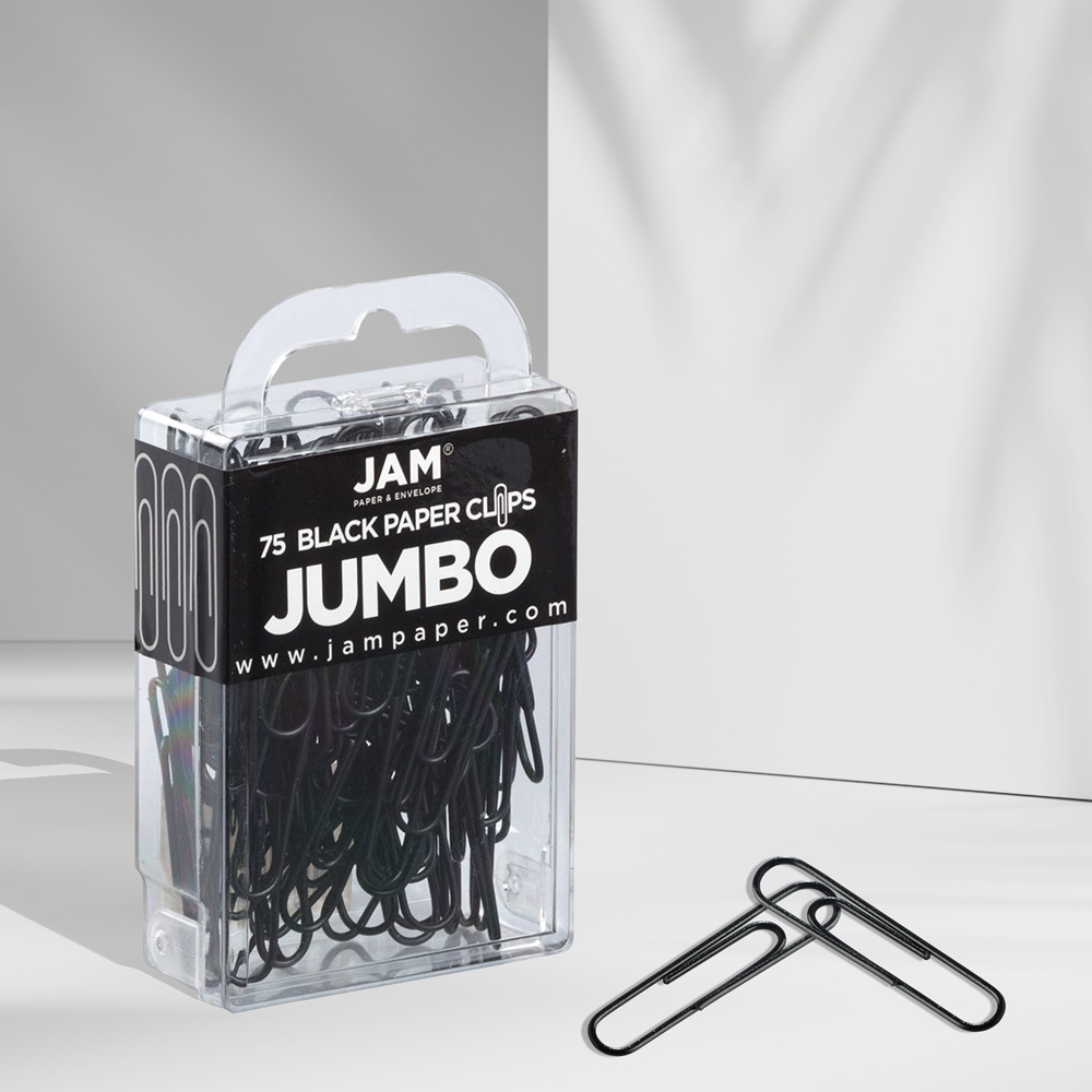 Black Jumbo Paper Clips - 75 Pack