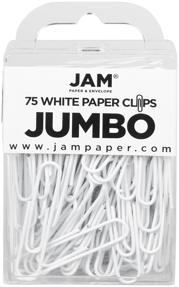 White Jumbo Paper Clips - 75 Pack