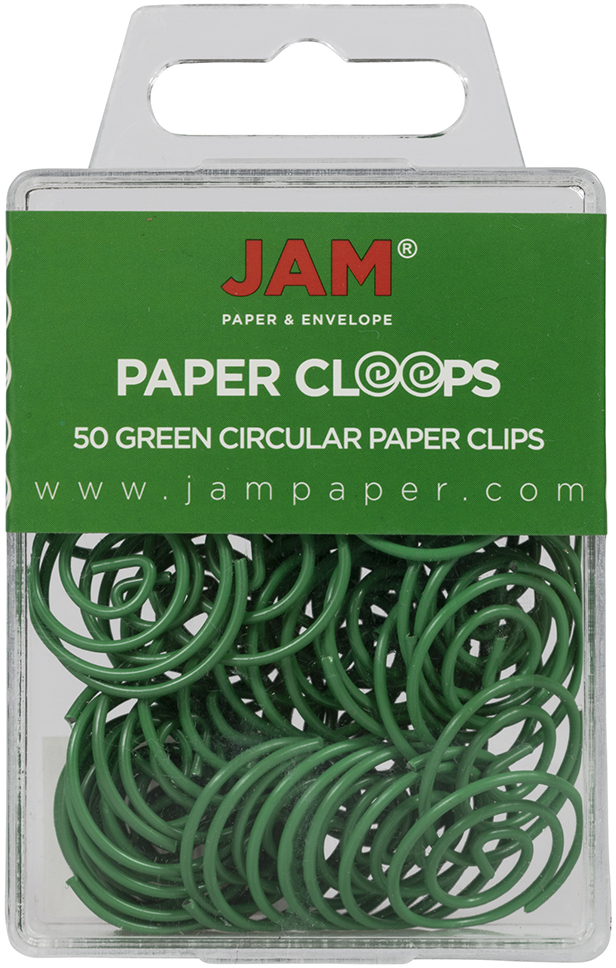 Green Circular "Cloops" Paper Clips - 50 Pack