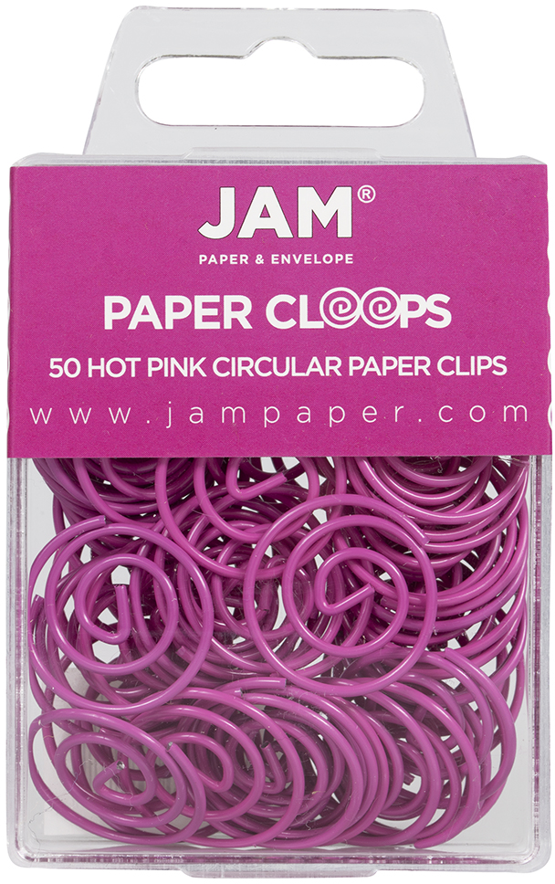 Hot Pink Circular "Cloops" Paper Clips - 50 Pack