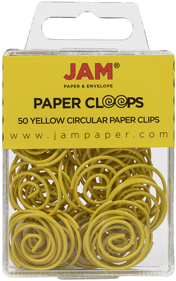 Yellow Circular "Cloops" Paper Clips - 50 Pack