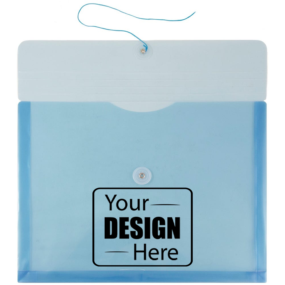 Blue Letter Booklet Plastic Envelopes (9 3/4 x 13) with Button & String