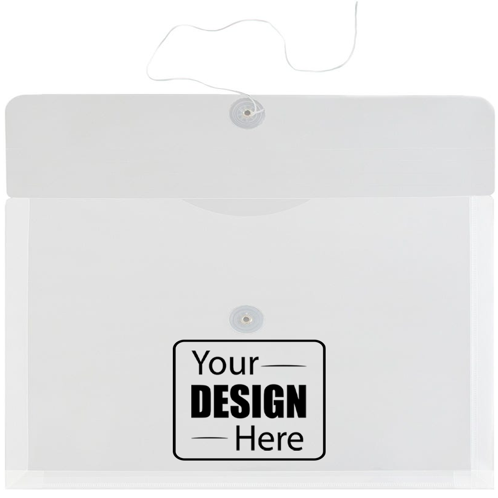 Clear Letter Booklet Plastic Envelopes (9 3/4 x 13) with Button & String