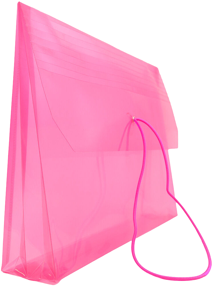 Fuchsia Pink Letter (9 3/4 x 13) Booklet with 2 5/8" Expansion Plastic Envelopes with Elastic Plastic
