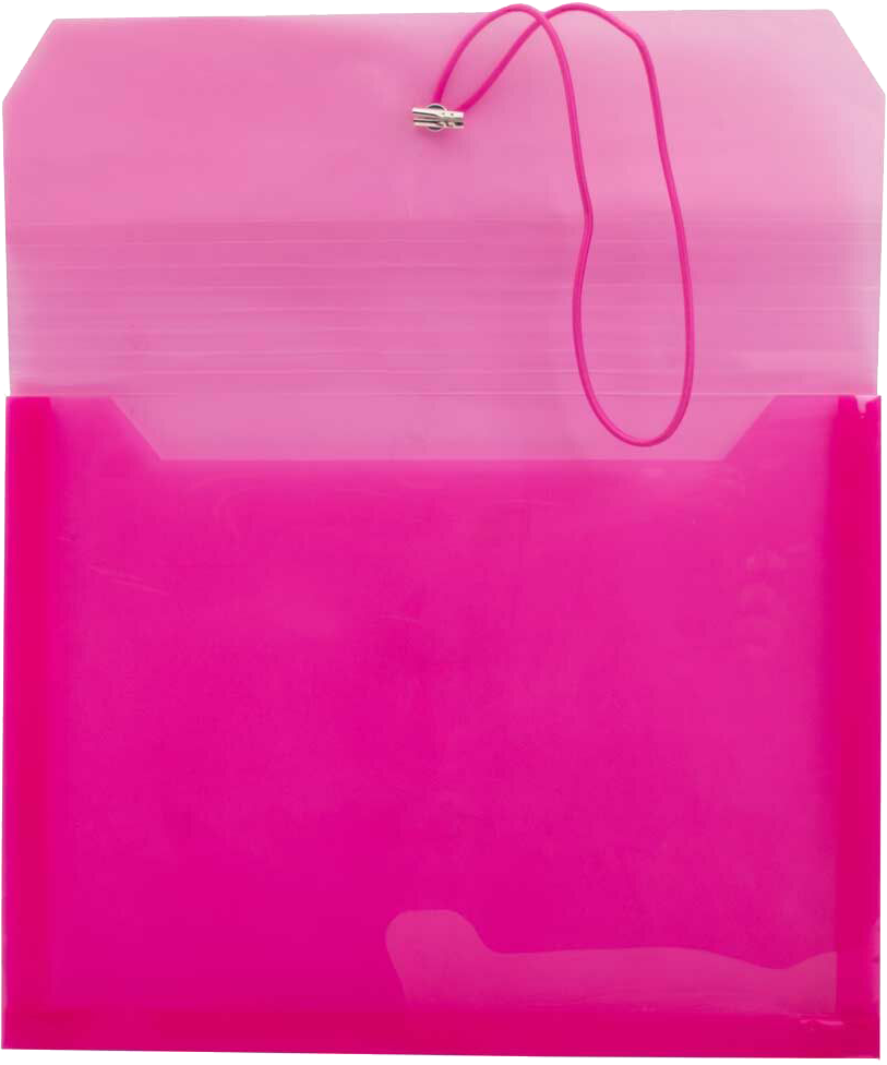 Fuchsia Pink Letter (9 3/4 x 13) Booklet with 2 5/8" Expansion Plastic Envelopes with Elastic Plastic