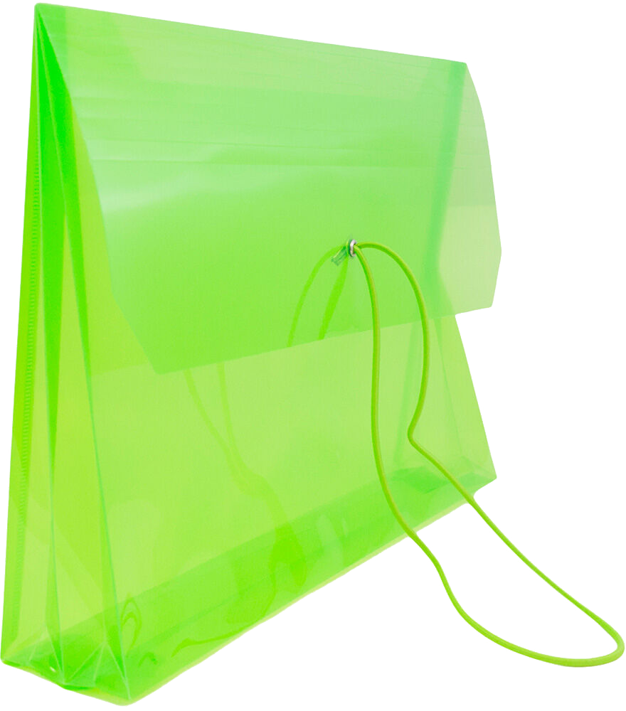 Lime Green Letter (9 3/4 x 13) Booklet with 2 5/8" Expansion Plastic Envelopes with Elastic Plastic