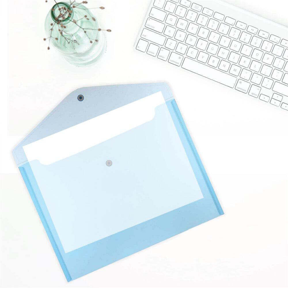 Blue Letter Booklet Plastic Envelopes (9 3/4 x 13) with Snap Closure