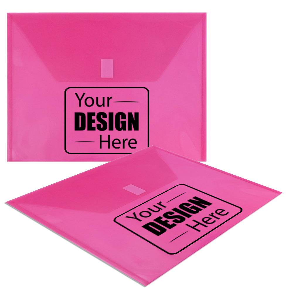 Fuchsia Pink Letter Booklet Plastic Envelopes (9 3/4 x 13) with Hook and Loop Closure