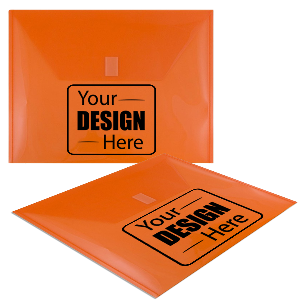 Orange Letter Booklet Plastic Envelopes (9 3/4 x 13) with Hook and Loop Closure