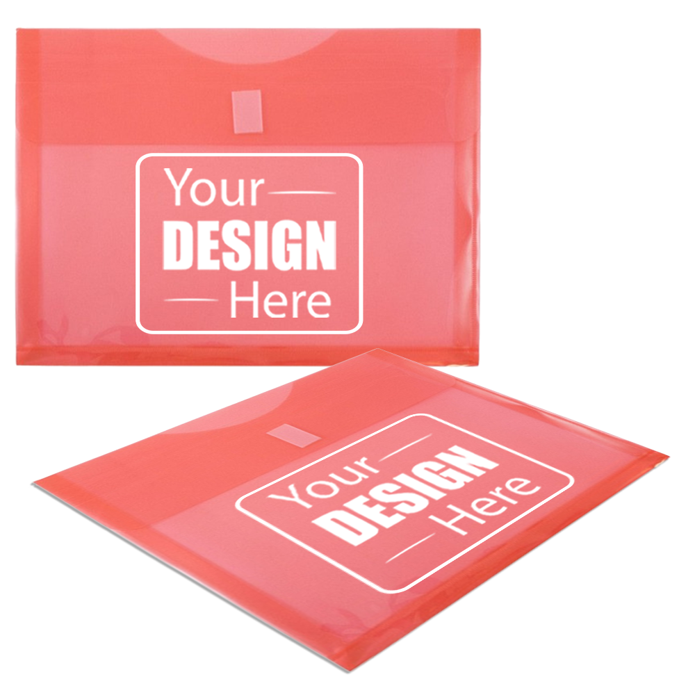 Red Letter Booklet with 1" Expansion Plastic Envelopes (9 3/4 x 13) with Hook and Loop Closure