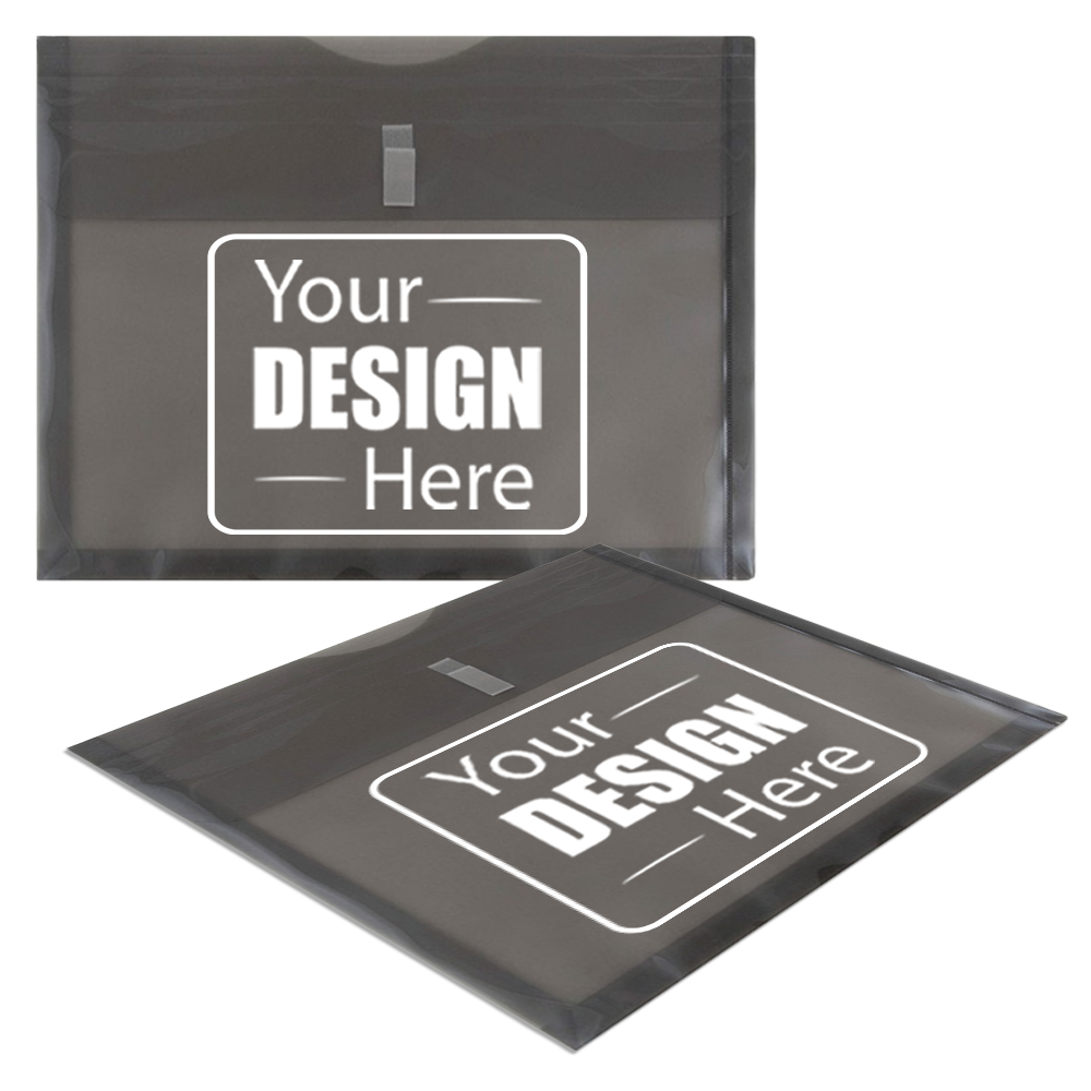 Smoke Gray Letter Booklet with 1" Expansion Plastic Envelopes (9 3/4 x 13) with Hook and Loop Closure