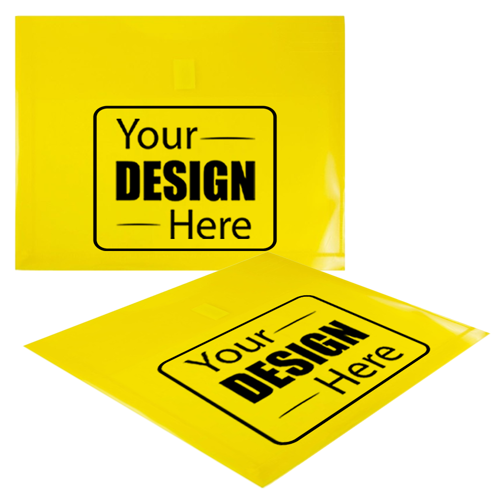 Yellow Letter Booklet with 1" Expansion Plastic Envelopes (9 3/4 x 13) with Hook and Loop Closure