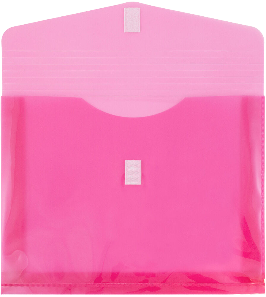 Fuchsia Letter Booklet with 2" Expansion Plastic Envelopes (9 3/4 x 13) with Hook and Loop Closure