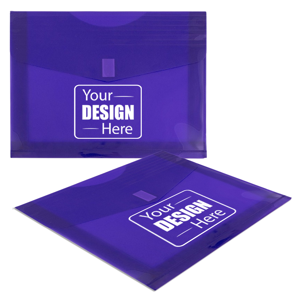Purple Letter Booklet with 2" Expansion Plastic Envelopes (9 3/4 x 13) with Hook and Loop Closure