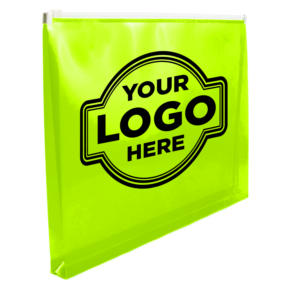 Lime Green Letter Booklet Plastic Envelopes (9 3/4 x 13) with Zip Closure