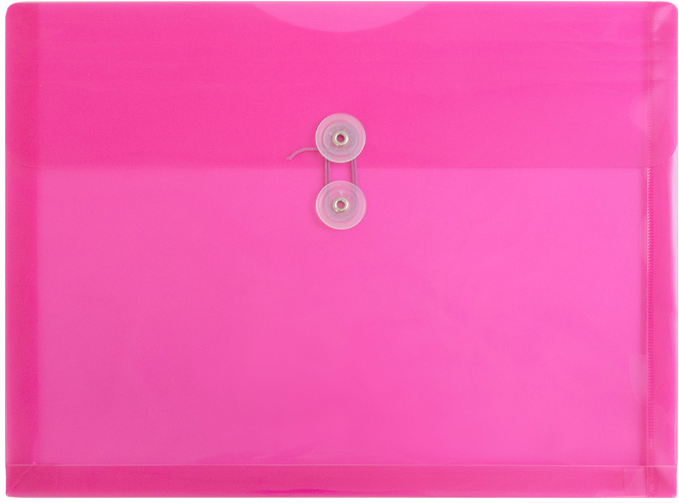 Fuchsia Pink Letter Booklet Plastic Envelopes (9 3/4 x 13) with Button & String