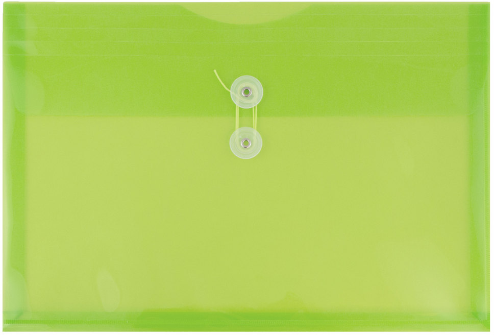 Lime Green Letter Booklet Plastic Envelopes (9 3/4 x 13) with Button & String