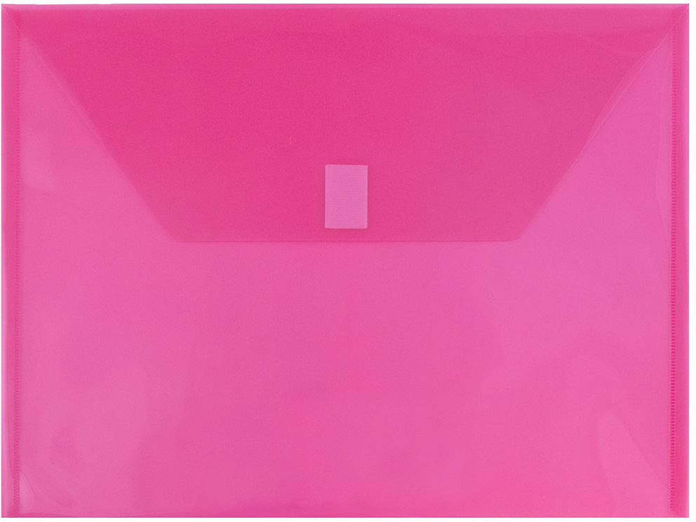 Fuchsia Pink Letter Booklet Plastic Envelopes (9 3/4 x 13) with Hook and Loop Closure