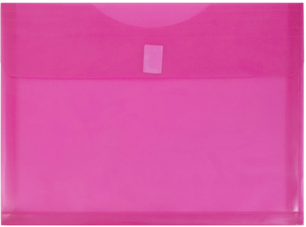 Fuchsia Pink Letter Booklet with 1" Expansion Plastic Envelopes (9 3/4 x 13) with Hook and Loop Closure